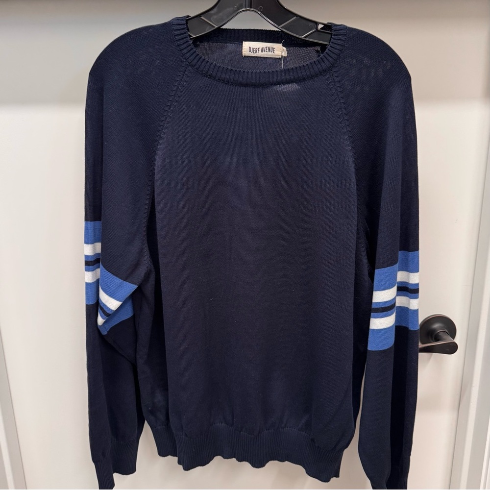 DJERF Crew Neck Sweater XL Navy NWT Italy